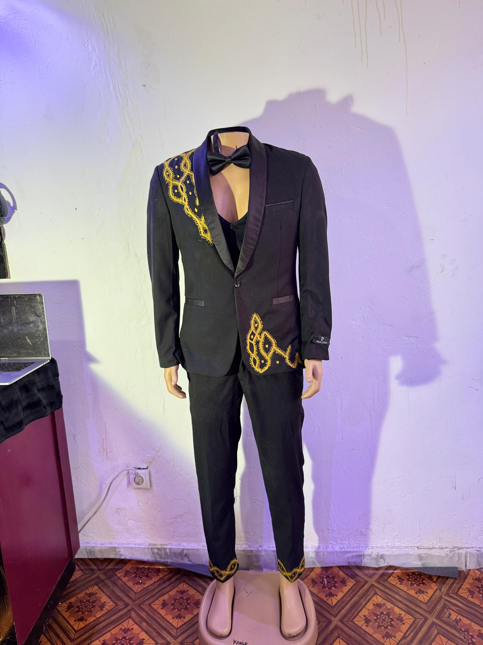 First Embroidery Project at SUBER-Craftex – Custom Gold Hand-Embroidered Tuxedo Suit
